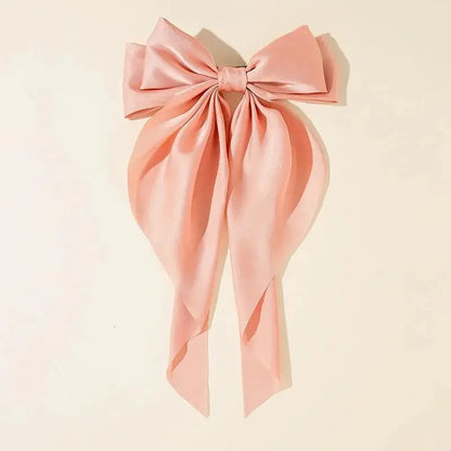 Korean Satin Bow Hair Clip – Big Bowknot Long Ribbon for Women & Girls My Store