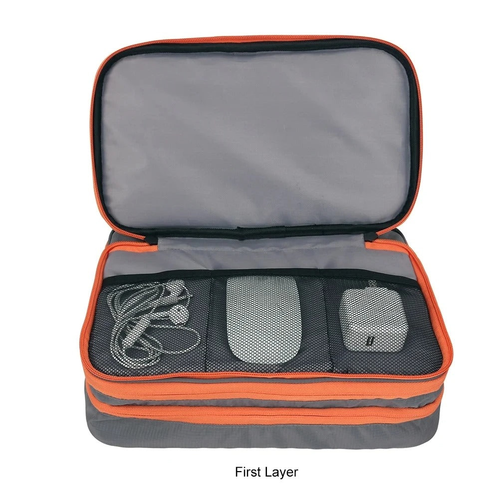 Multi-Layer Electronic Accessories Organizer Bag – Portable Travel Cable Storage Case for iPad, Chargers & Gadgets