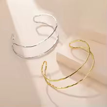 Double Layer Cuff Bracelet Women Stainless Steel