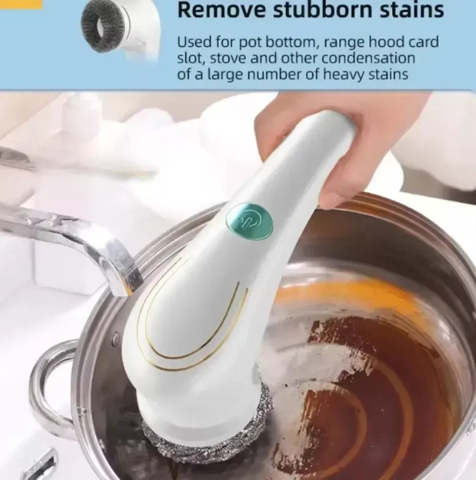 "PowerClean Electric Handheld Scrubber: Waterproof Drill Brush Set for Kitchen & Bathroom"