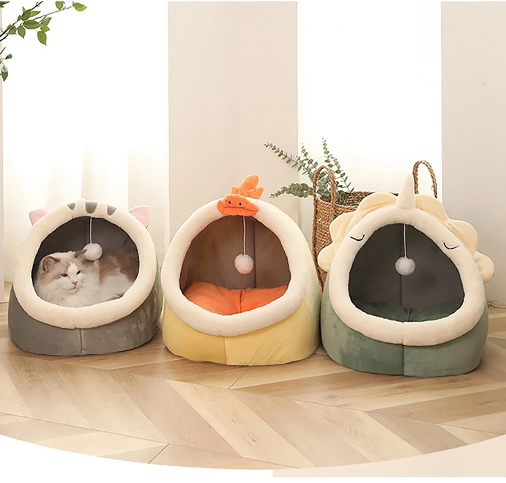 Comfortable Cat Sleeping Bed | Semi-Enclosed