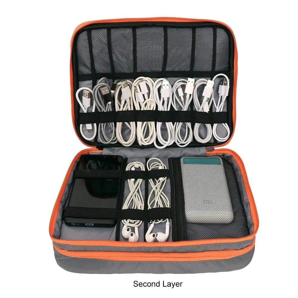 Multi-Layer Electronic Accessories Organizer Bag – Portable Travel Cable Storage Case for iPad, Chargers & Gadgets
