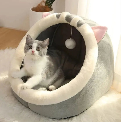 Comfortable Cat Sleeping Bed | Semi-Enclosed The Cartzzy