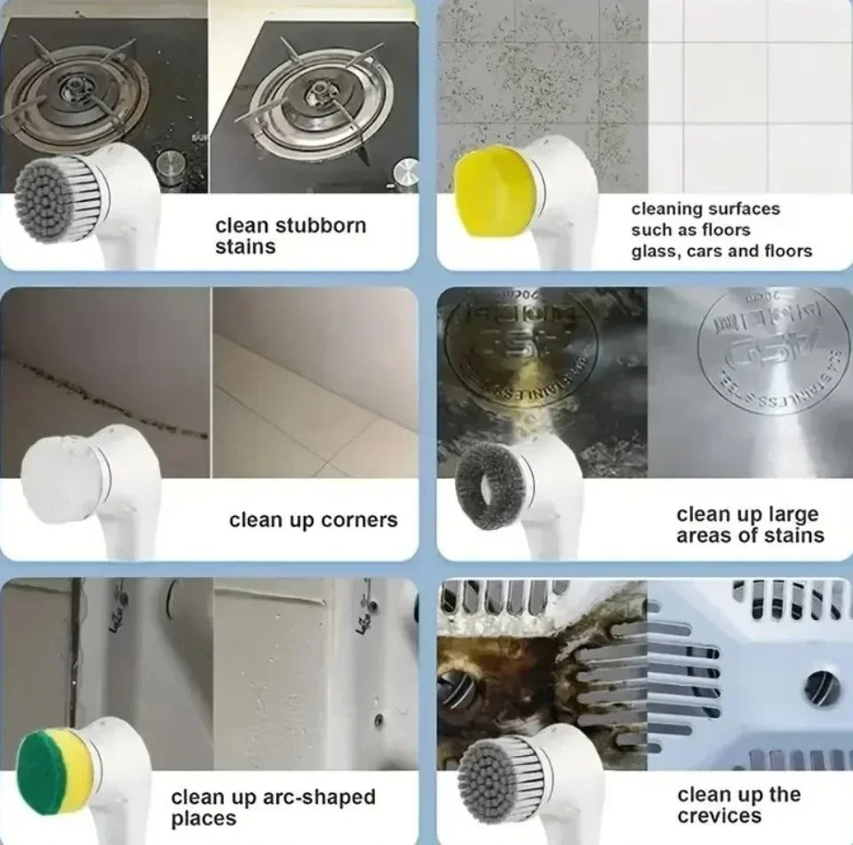 "PowerClean Electric Handheld Scrubber: Waterproof Drill Brush Set for Kitchen & Bathroom"
