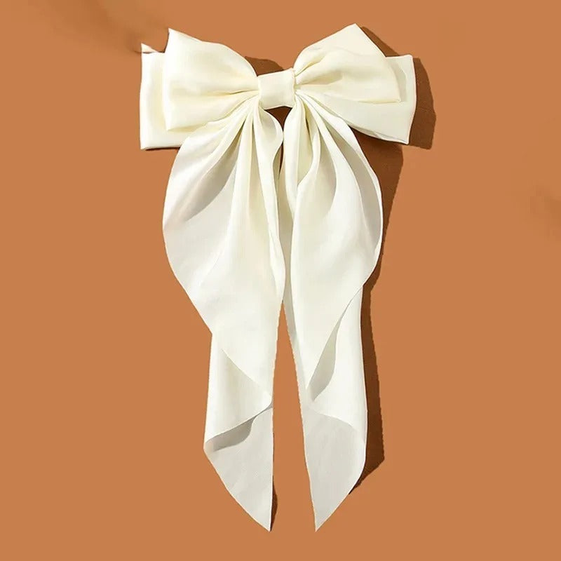 Korean Satin Bow Hair Clip – Big Bowknot Long Ribbon for Women & Girls
