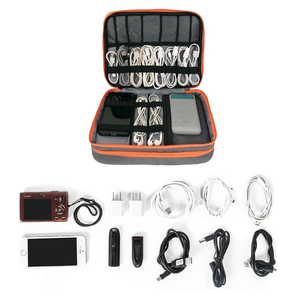 Multi-Layer Electronic Accessories Organizer Bag – Portable Travel Cable Storage Case for iPad, Chargers & Gadgets