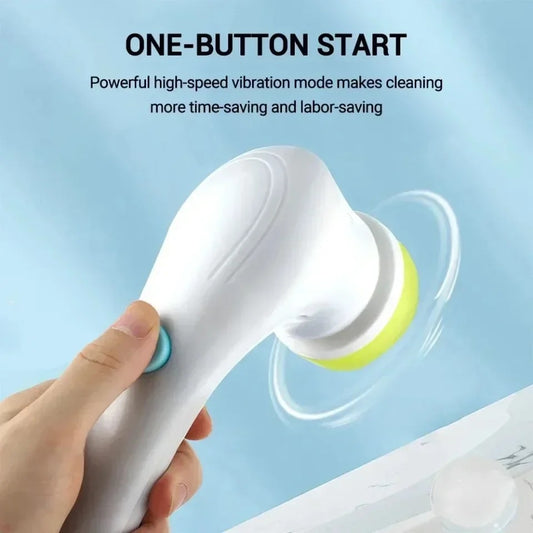 "PowerClean Electric Handheld Scrubber: Waterproof Drill Brush Set for Kitchen & Bathroom"