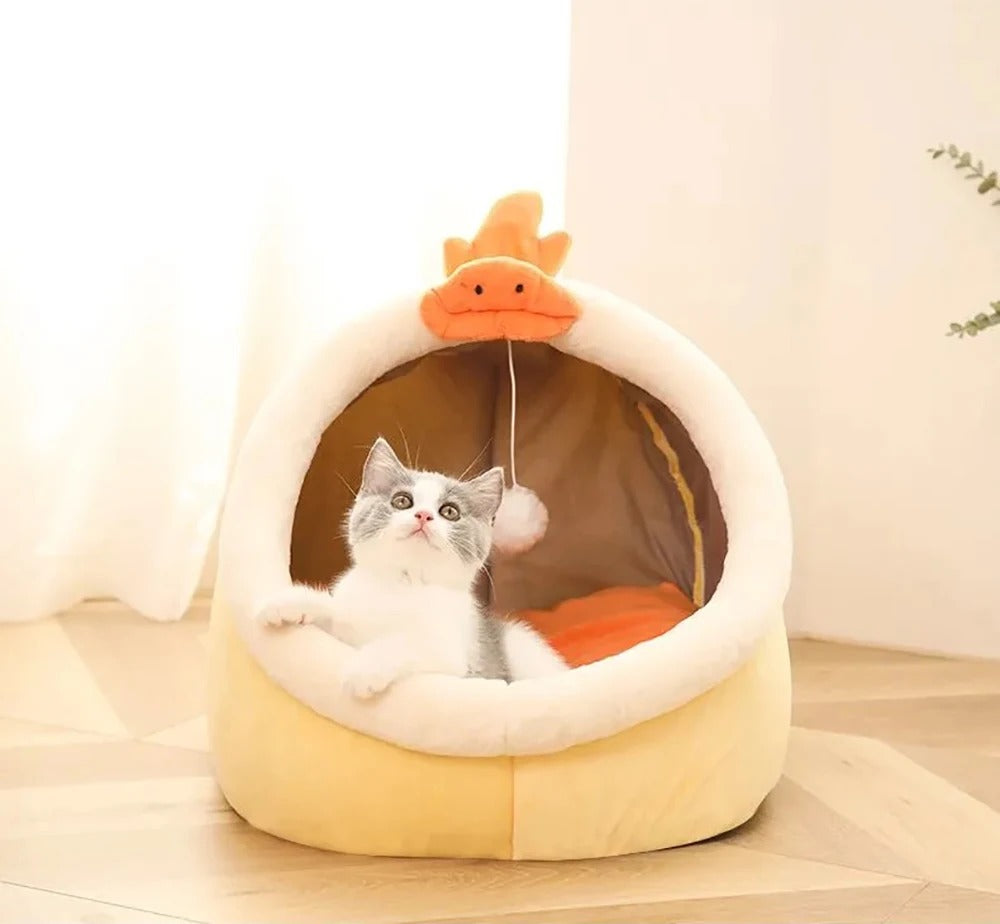 Comfortable Cat Sleeping Bed | Semi-Enclosed