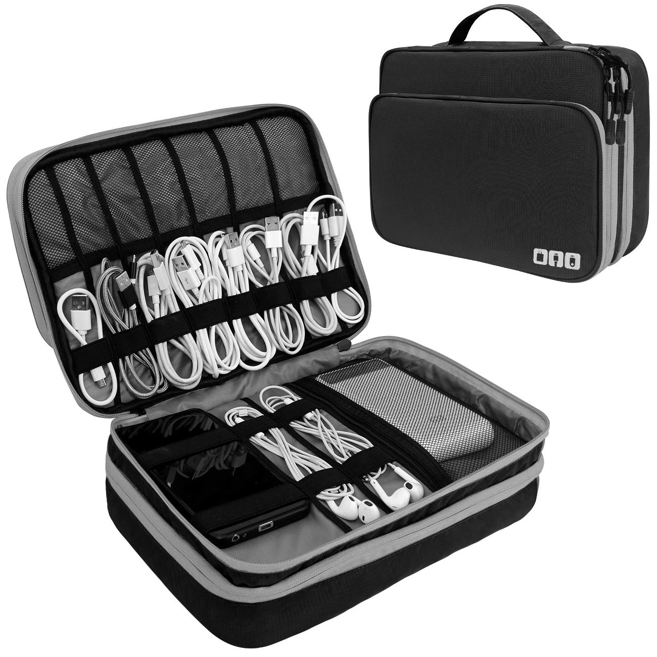 Multi-Layer Electronic Accessories Organizer Bag – Portable Travel Cable Storage Case for iPad, Chargers & Gadgets