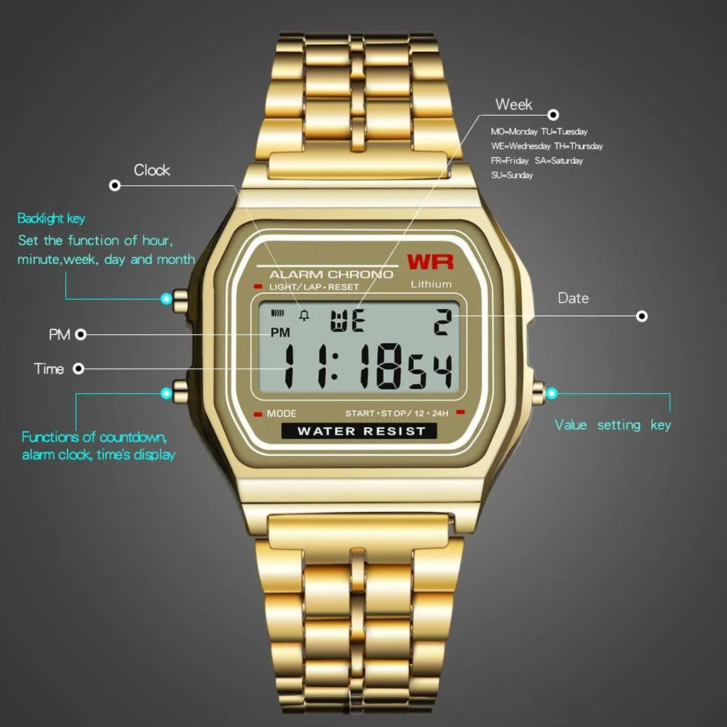 2025 Waterproof Digital LED Sports Watch – Unisex Casual Electronic Wristwatch for Men & Women