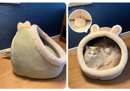 Comfortable Cat Sleeping Bed | Semi-Enclosed The Cartzzy