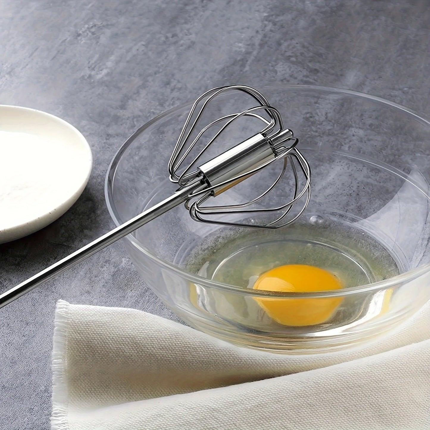 Semi-Automatic Stainless Steel Whisk & Egg Beater – Push-Down Manual Mixer for Kitchen Baking