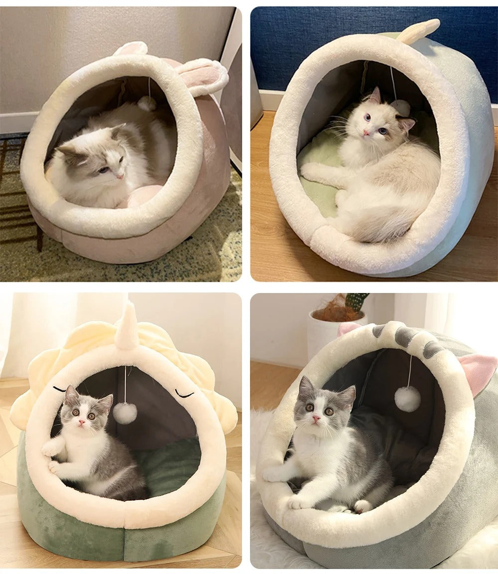 Comfortable Cat Sleeping Bed | Semi-Enclosed