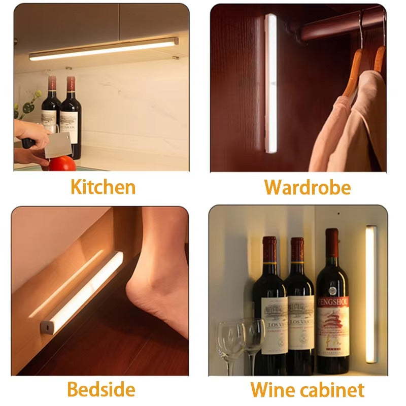 Wireless Motion Sensor LED Under Cabinet Light - USB-C Rechargeable Closet & Kitchen Night Lamp