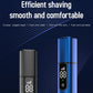 Multifunctional nasal hair trimmer with digital display on a blue background